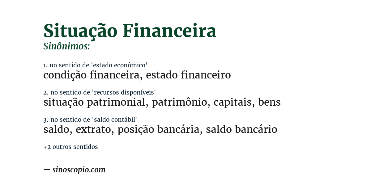 Sinônimo de situação financeira