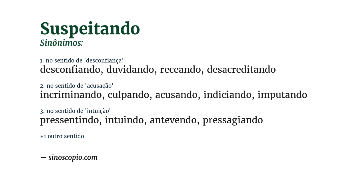 Sinônimo de suspeitando