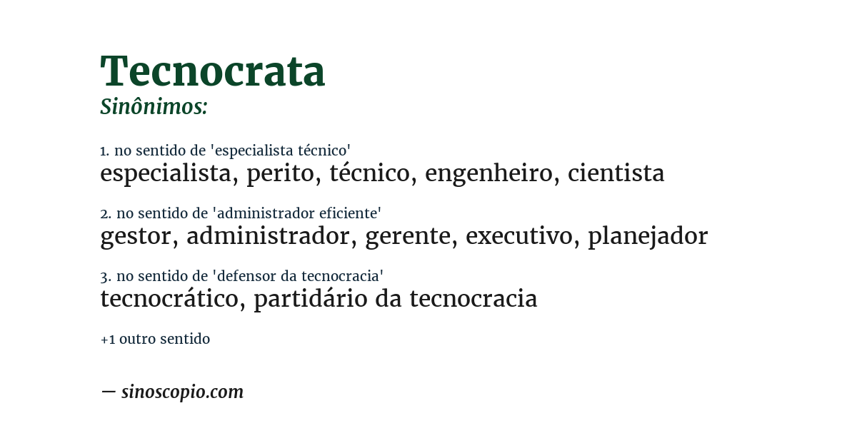 Sinônimo de tecnocrata