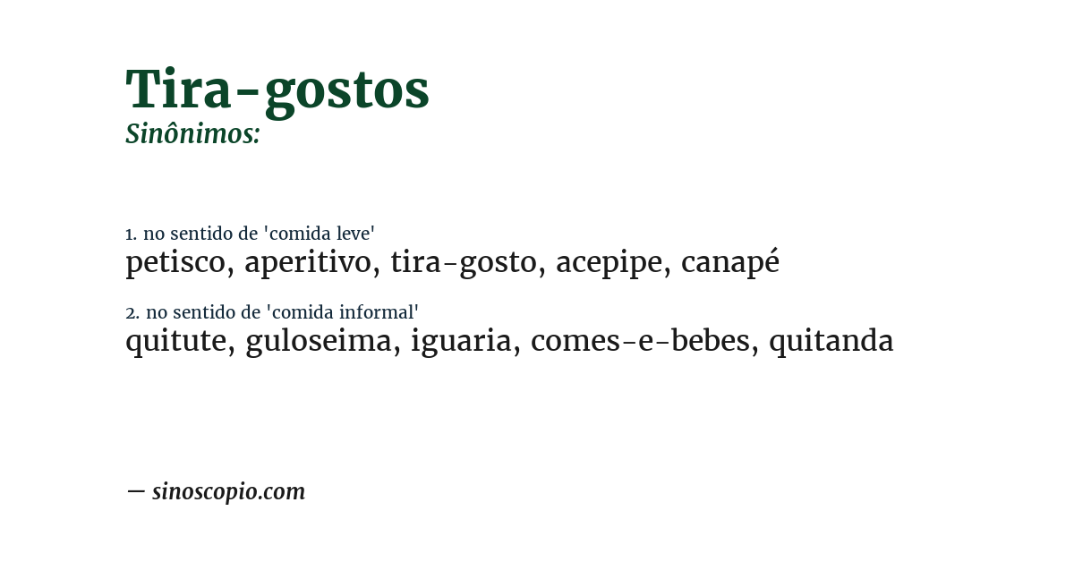 Sinônimo de tira-gostos