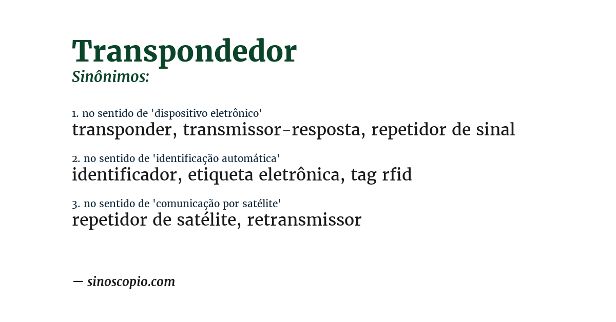 Sinônimo de transpondedor