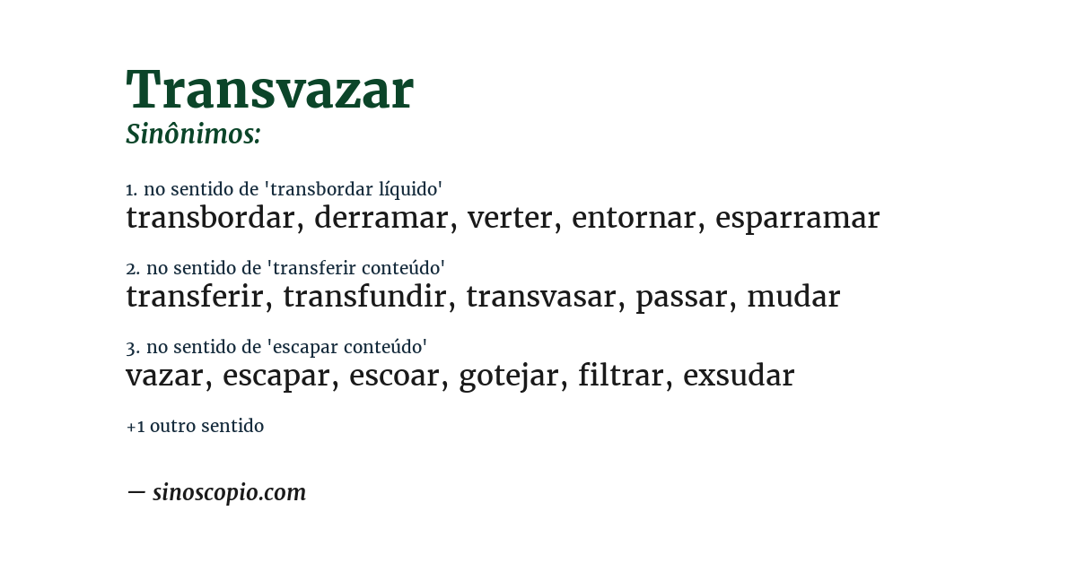 Sinônimo de transvazar