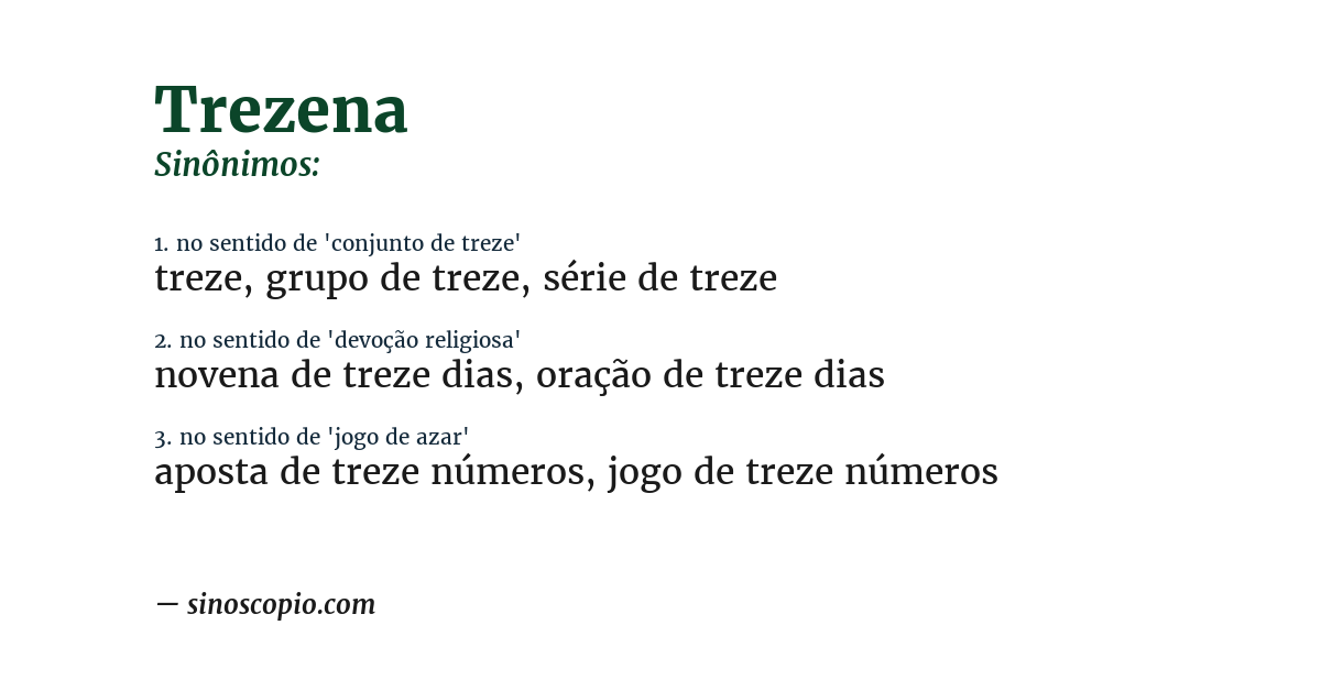Sinônimo de trezena