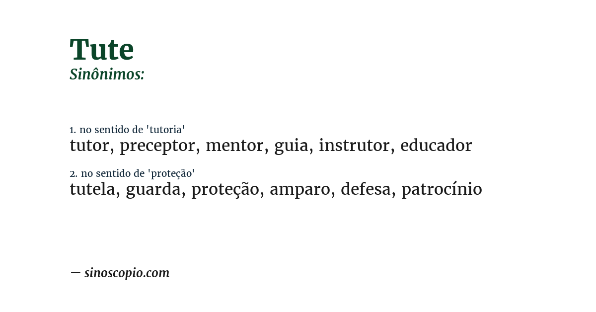 Sinônimo de tute