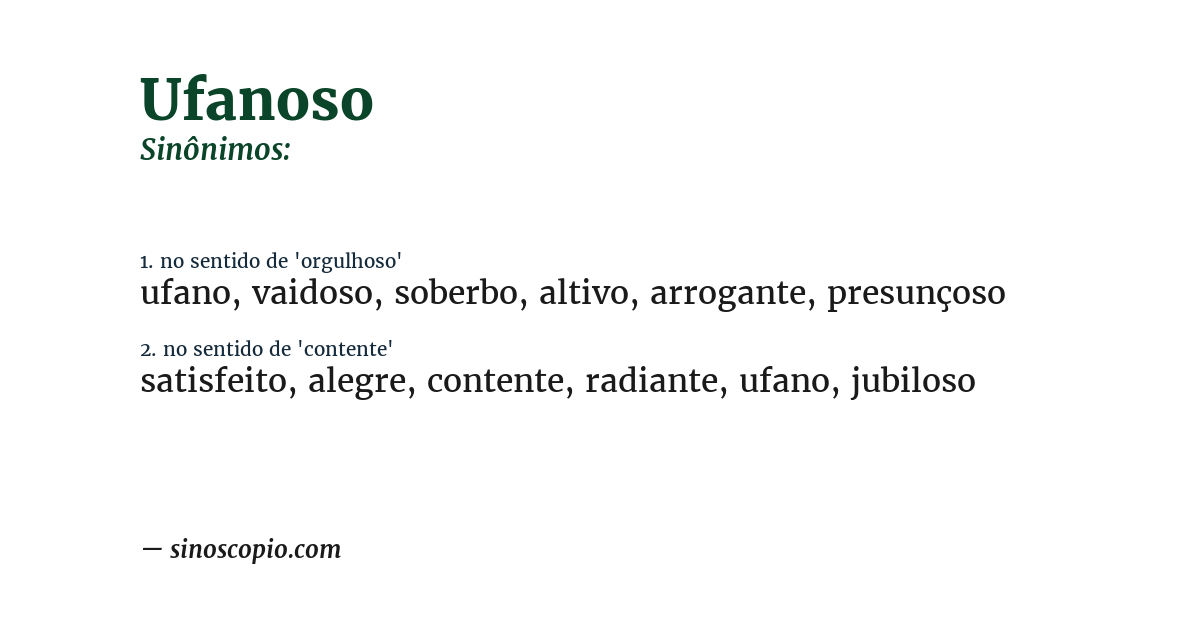 Sinônimo de ufanoso