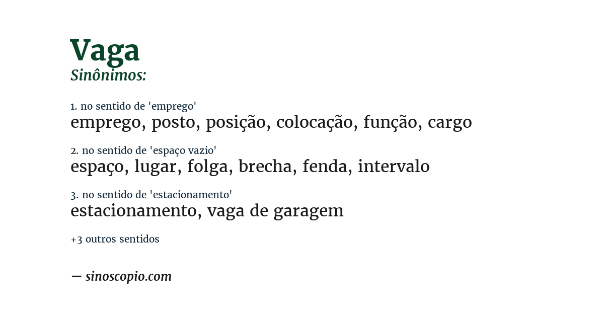 Sinônimo de vaga