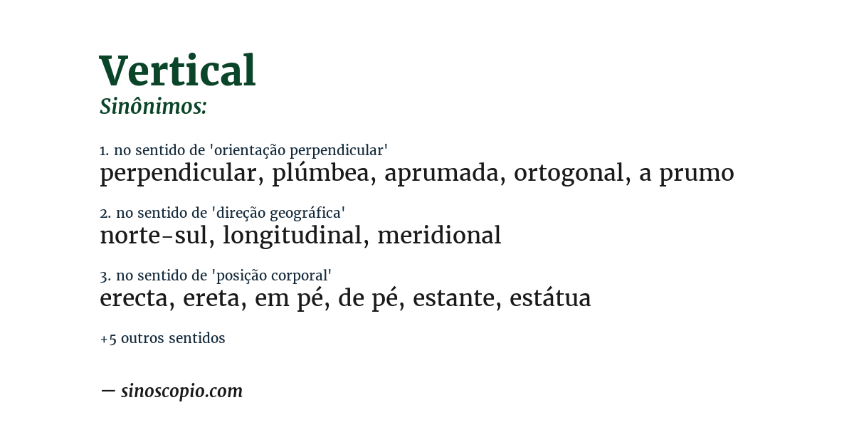 Sinônimo de vertical
