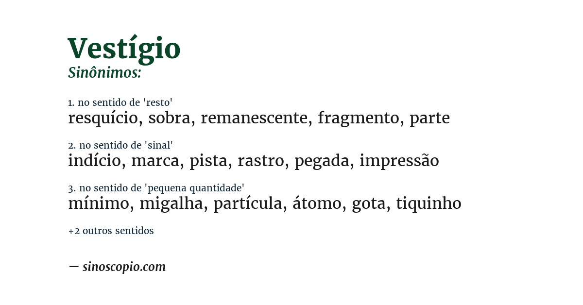 Sinônimo de vestígio