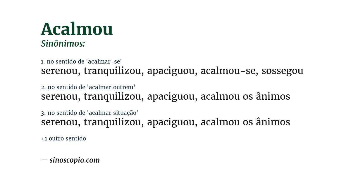 Sinônimo de acalmou
