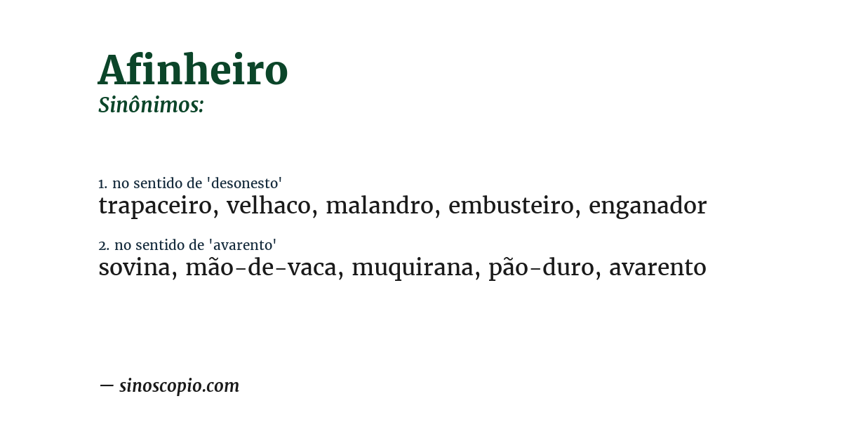 Sinônimo de afinheiro