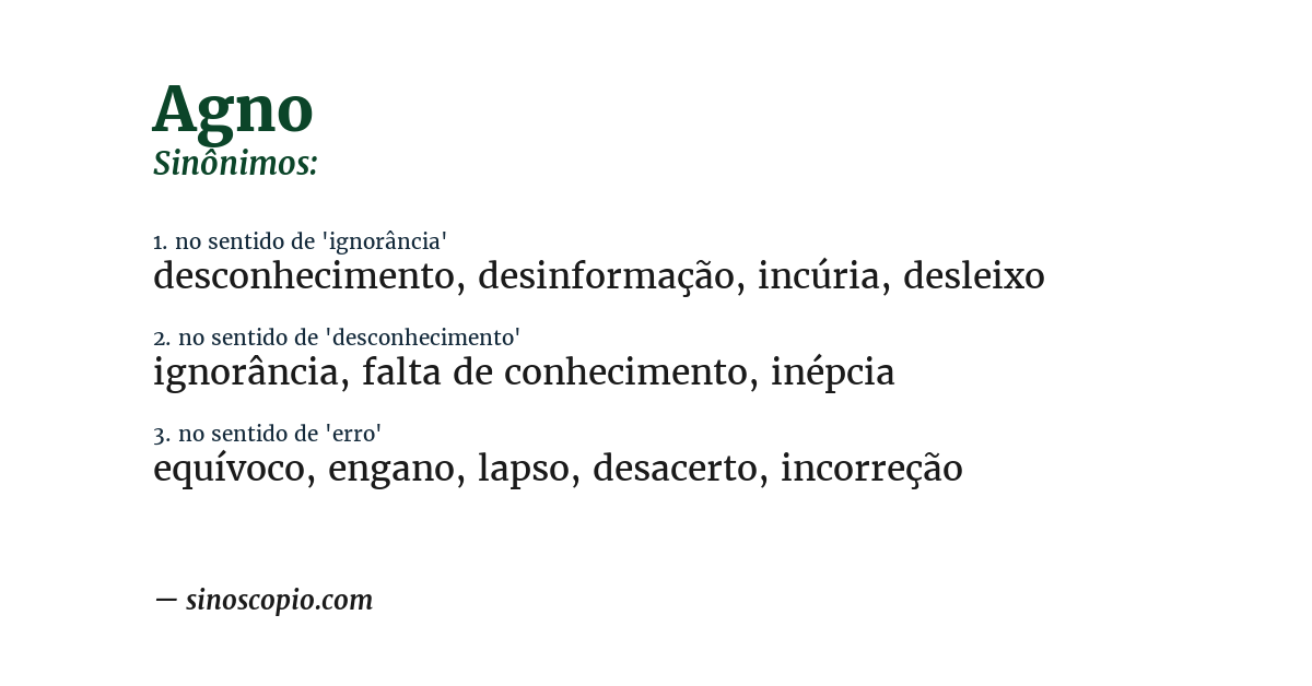Sinônimo de agno
