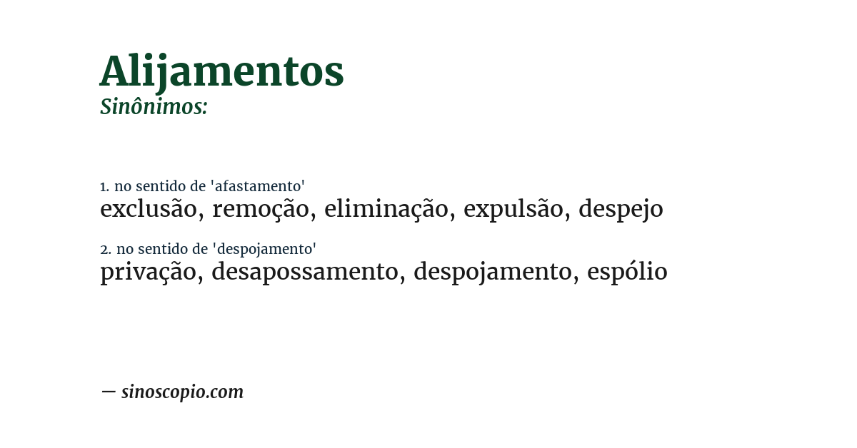 Sinônimo de alijamentos