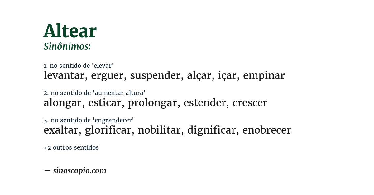 Sinônimo de altear