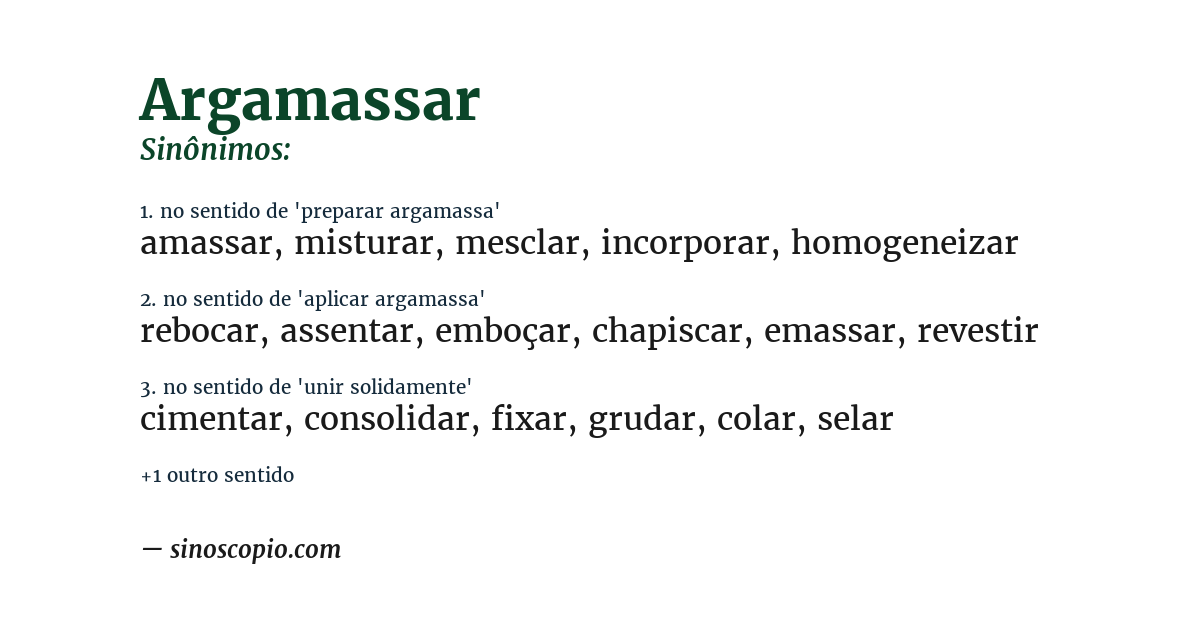 Sinônimo de argamassar