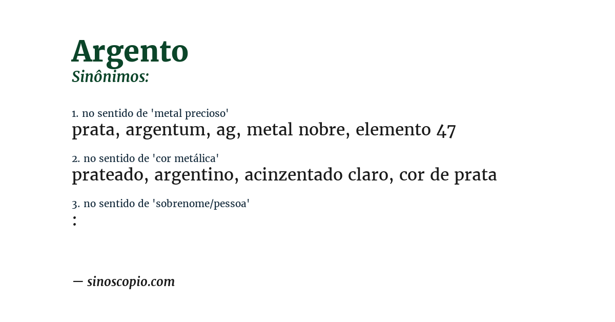 Sinônimo de argento