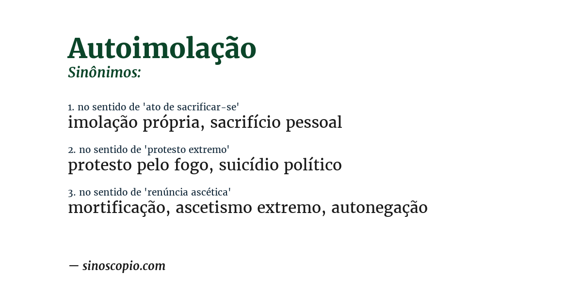 Sinônimo de autoimolação