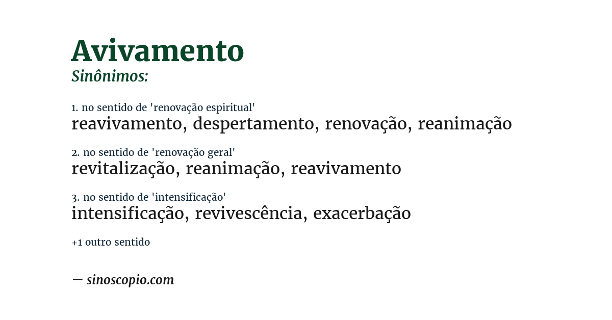 Sinônimo de avivamento