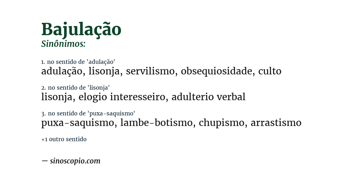 Sinônimo de bajulação