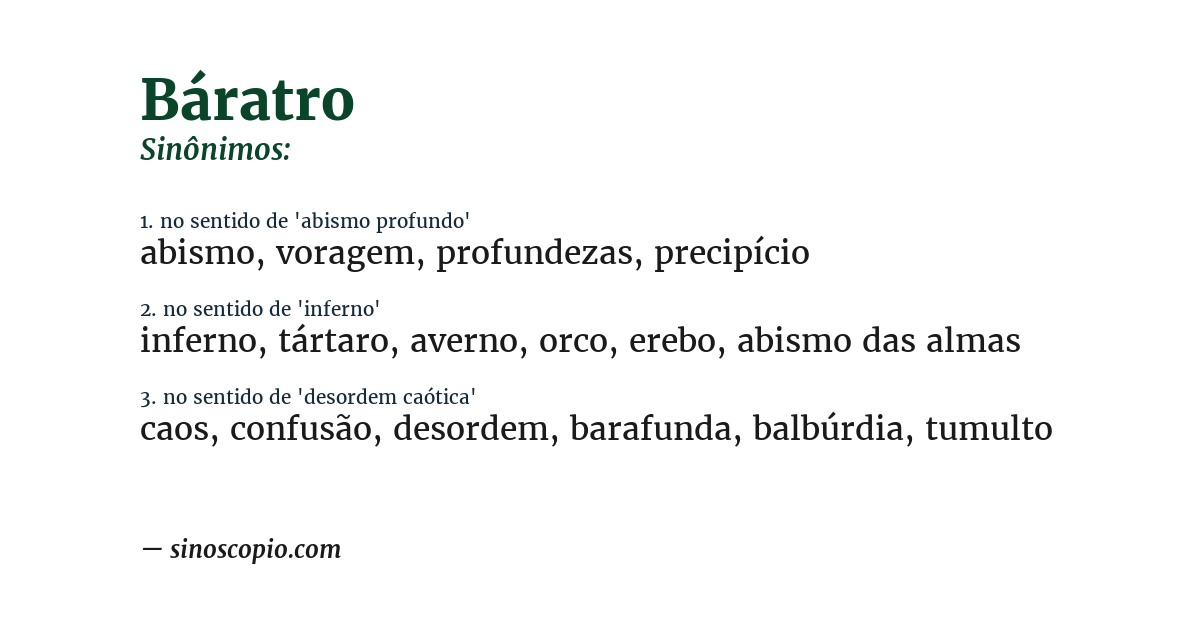 Sinônimo de báratro