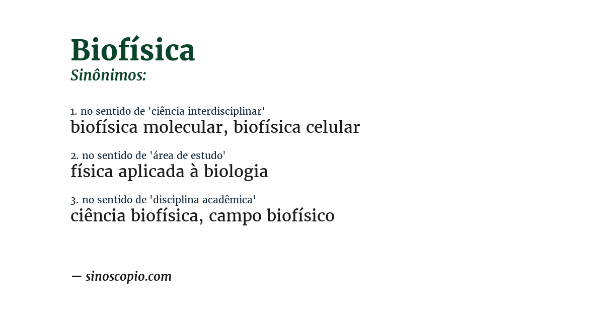 Sinônimo de biofísica