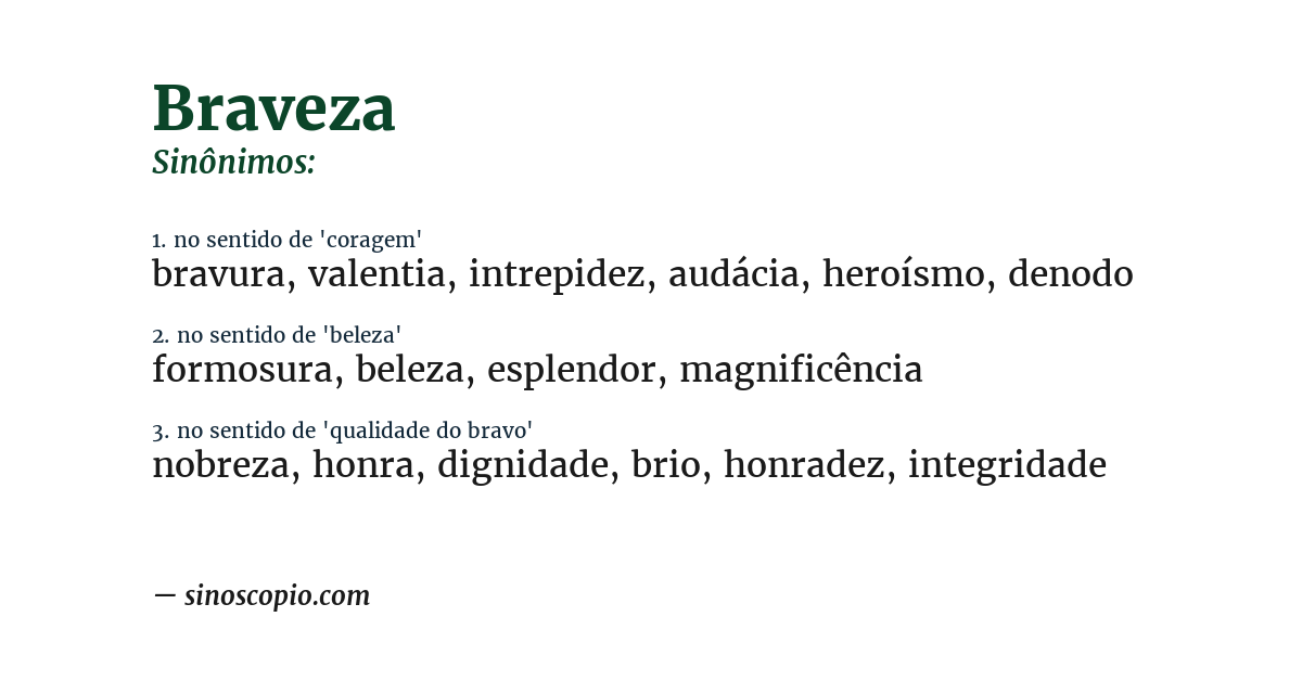 Sinônimo de braveza