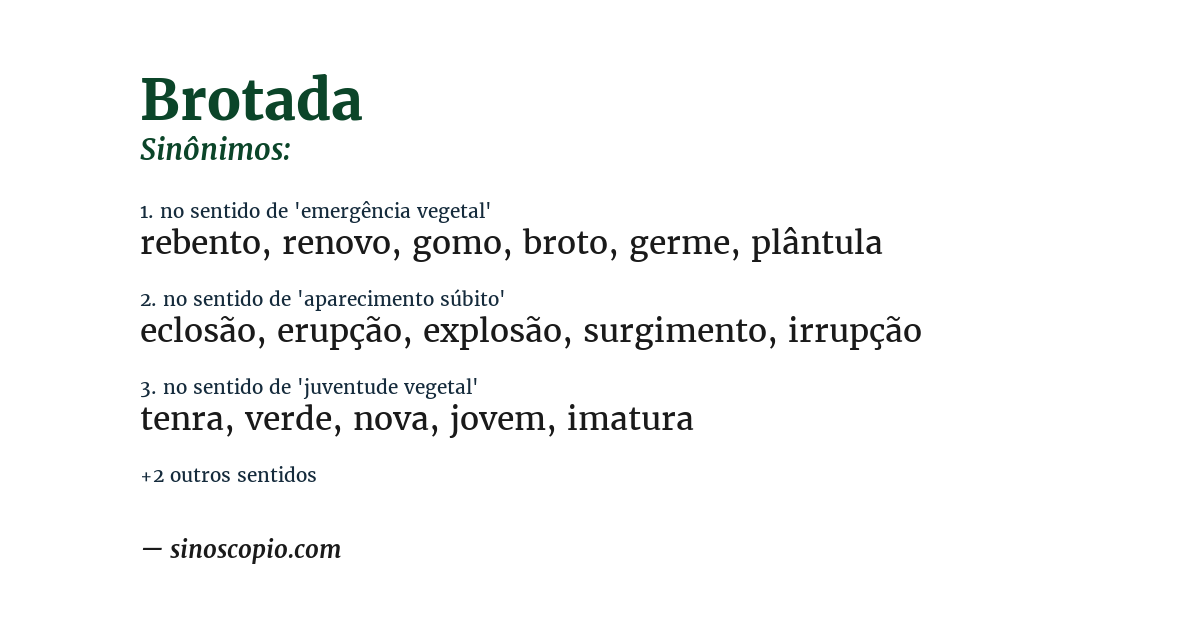 Sinônimo de brotada