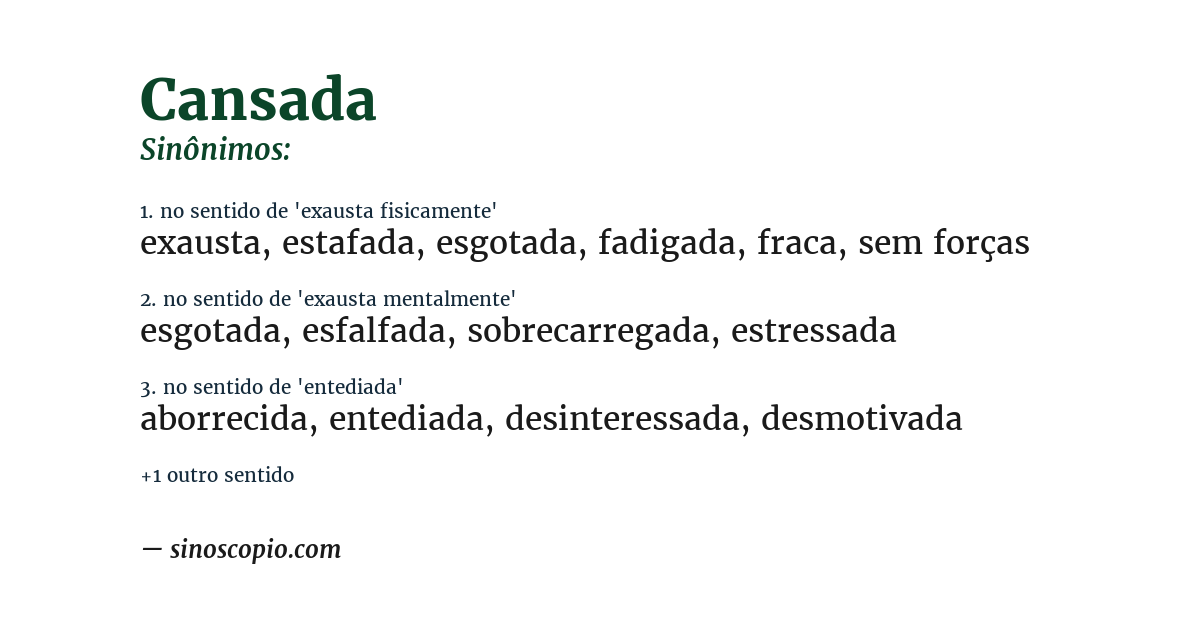 Sinônimo de cansada