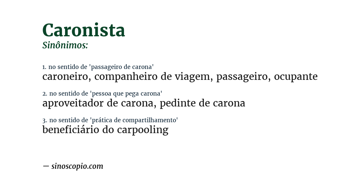 Sinônimo de caronista