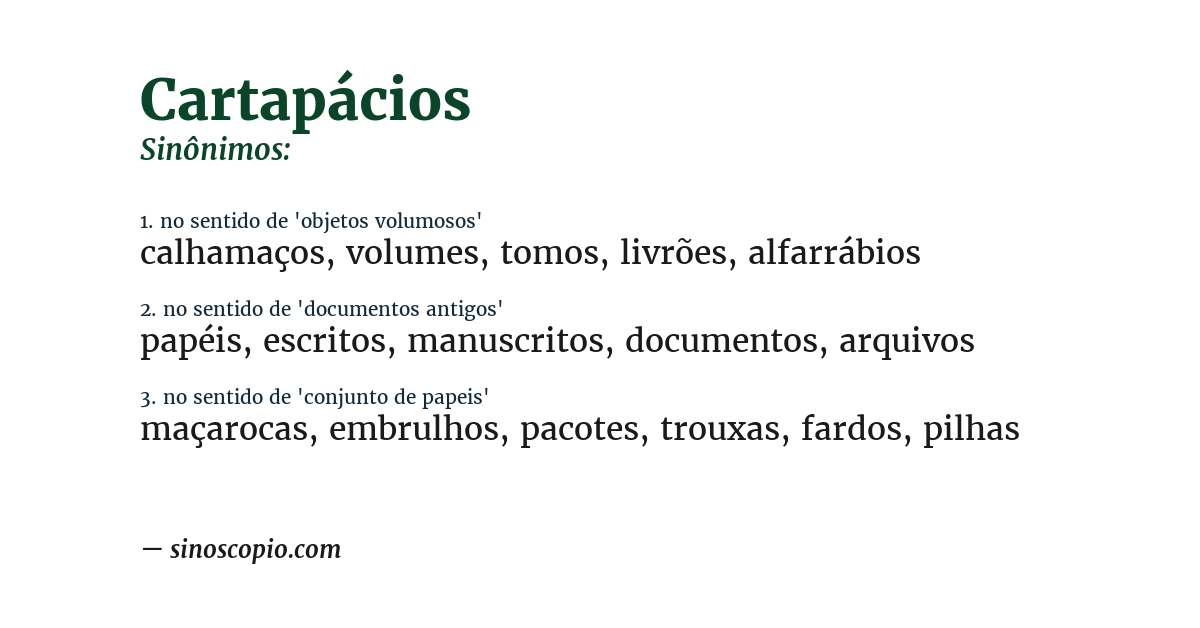 Sinônimo de cartapácios