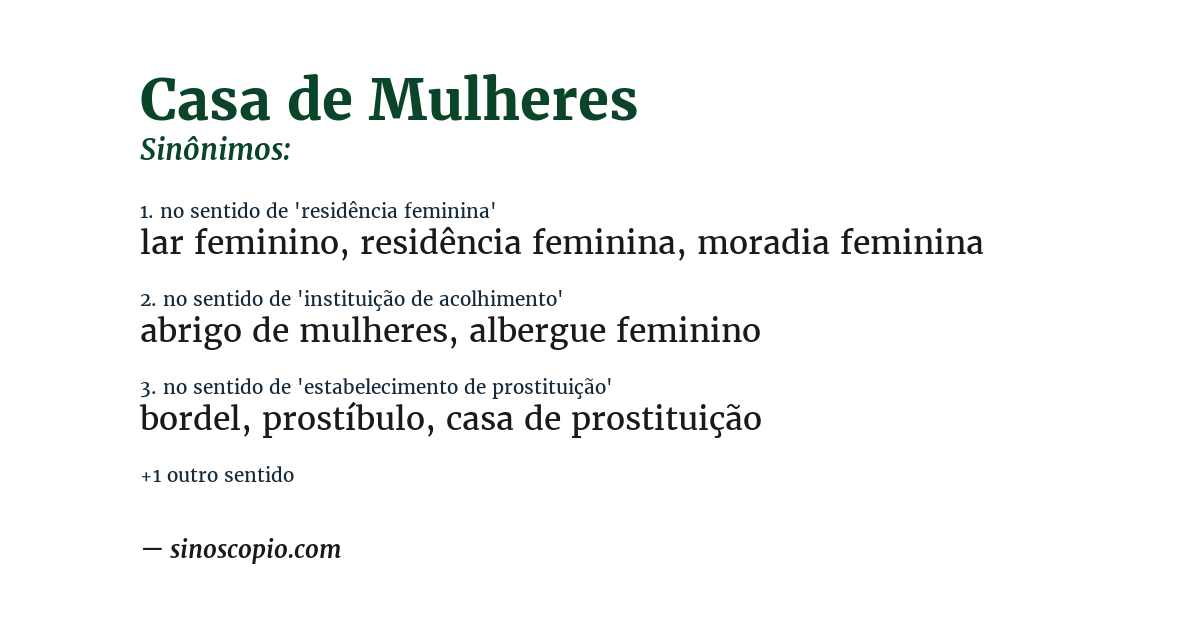 Sinônimo de casa de mulheres