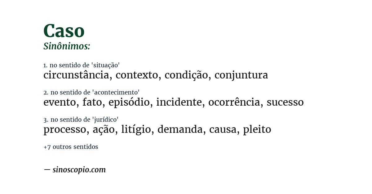 Sinônimo de caso