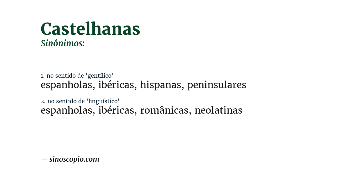 Sinônimo de castelhanas
