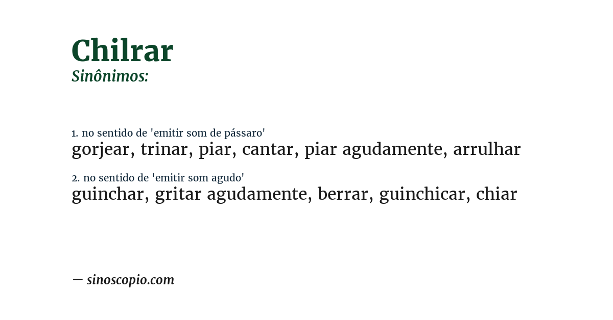 Sinônimo de chilrar
