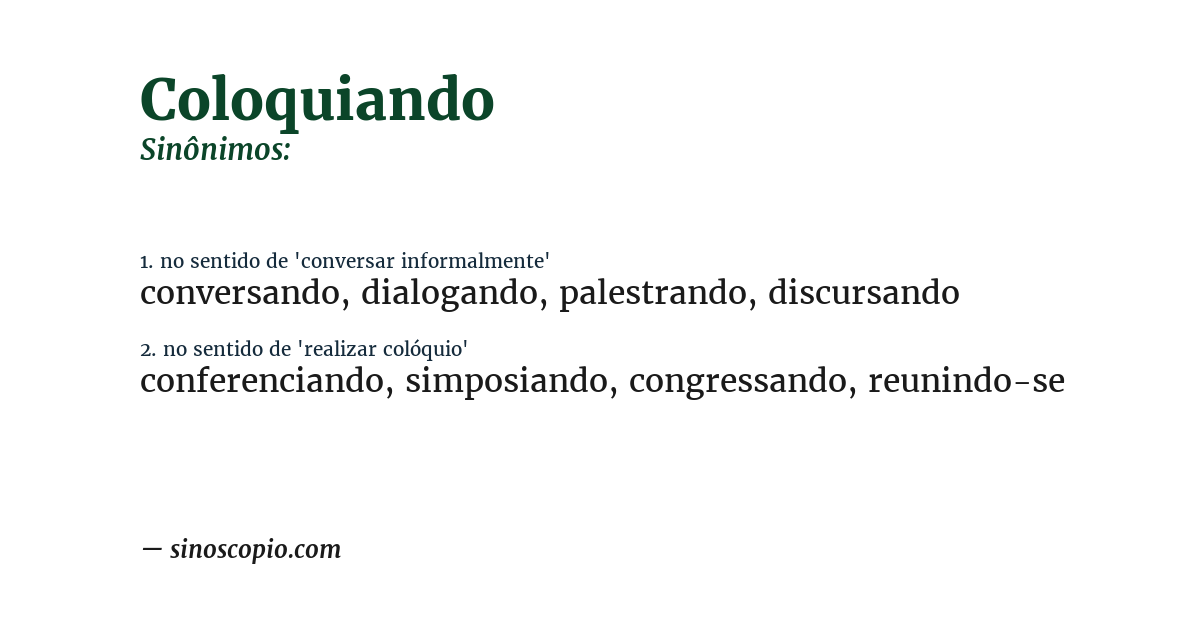 Sinônimo de coloquiando