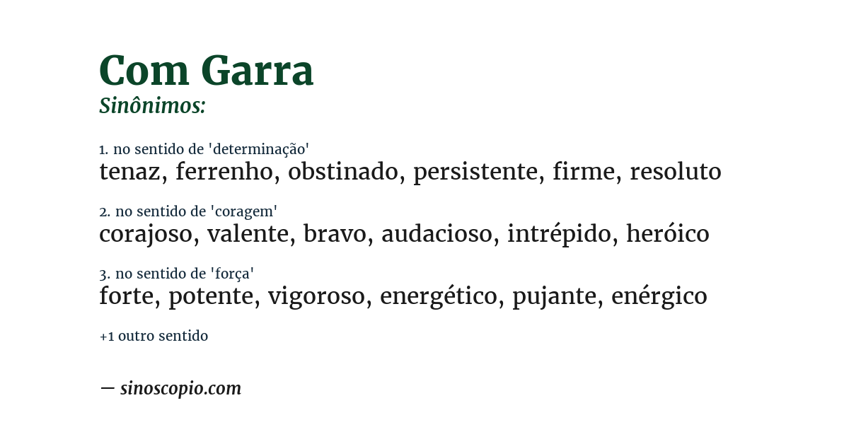 Sinônimo de com garra