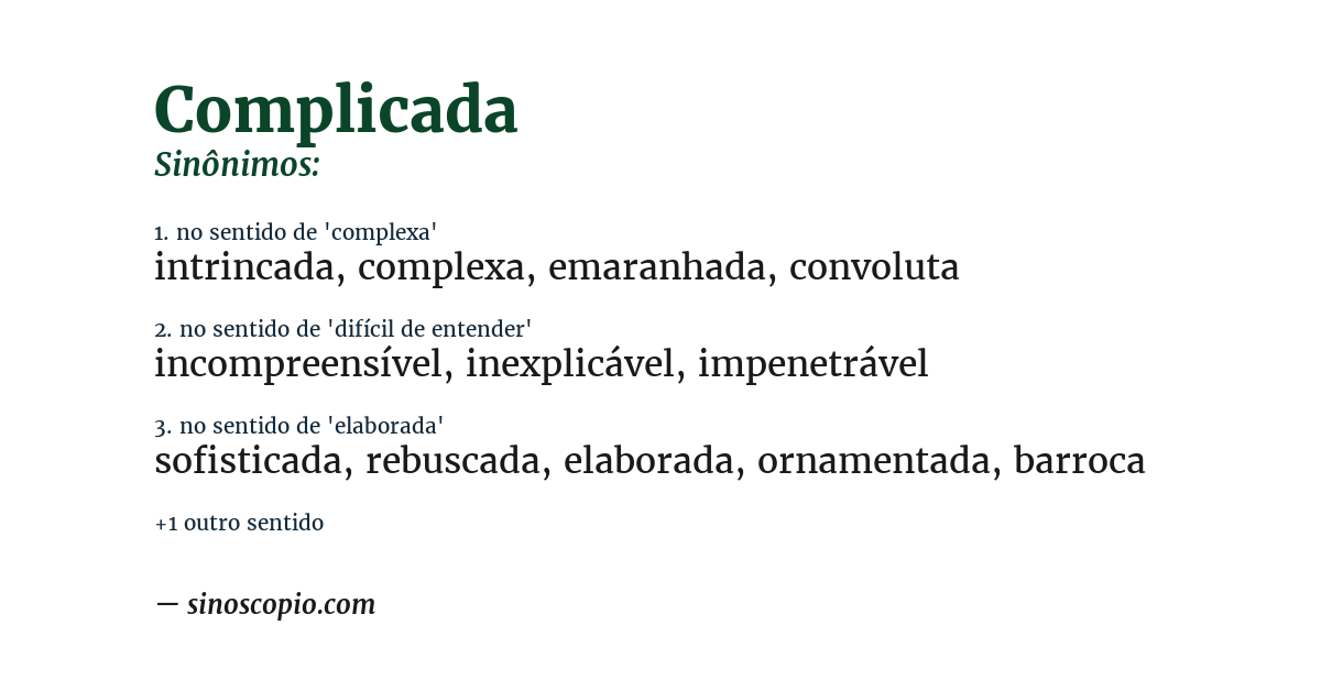 Sinônimo de complicada