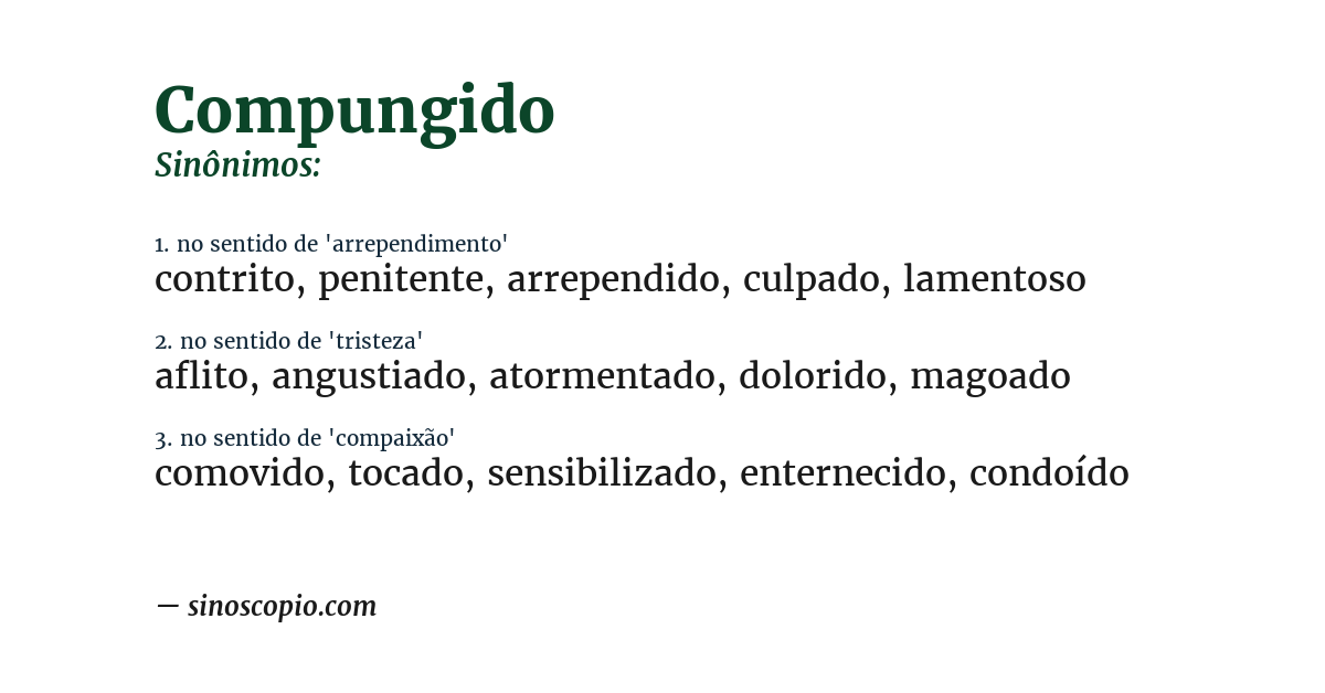 Sinônimo de compungido