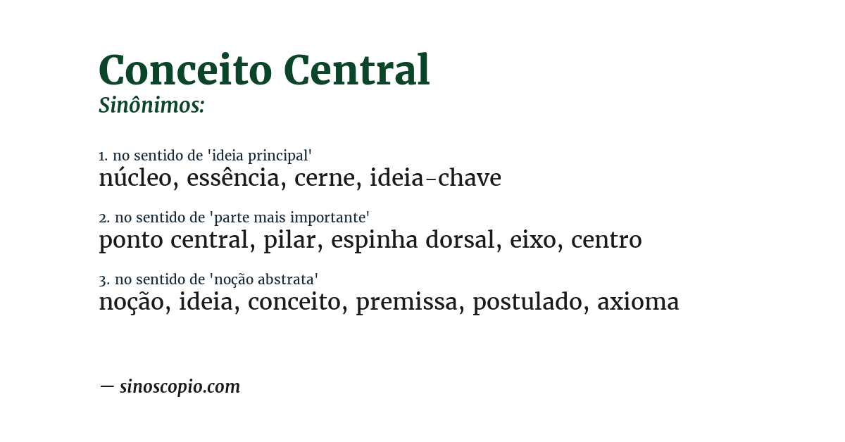 Sinônimo de conceito central