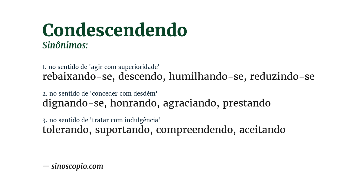 Sinônimo de condescendendo