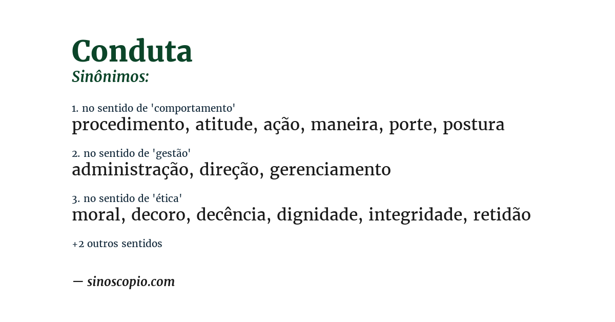 Sinônimo de conduta
