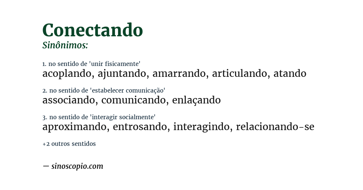 Sinônimo de conectando