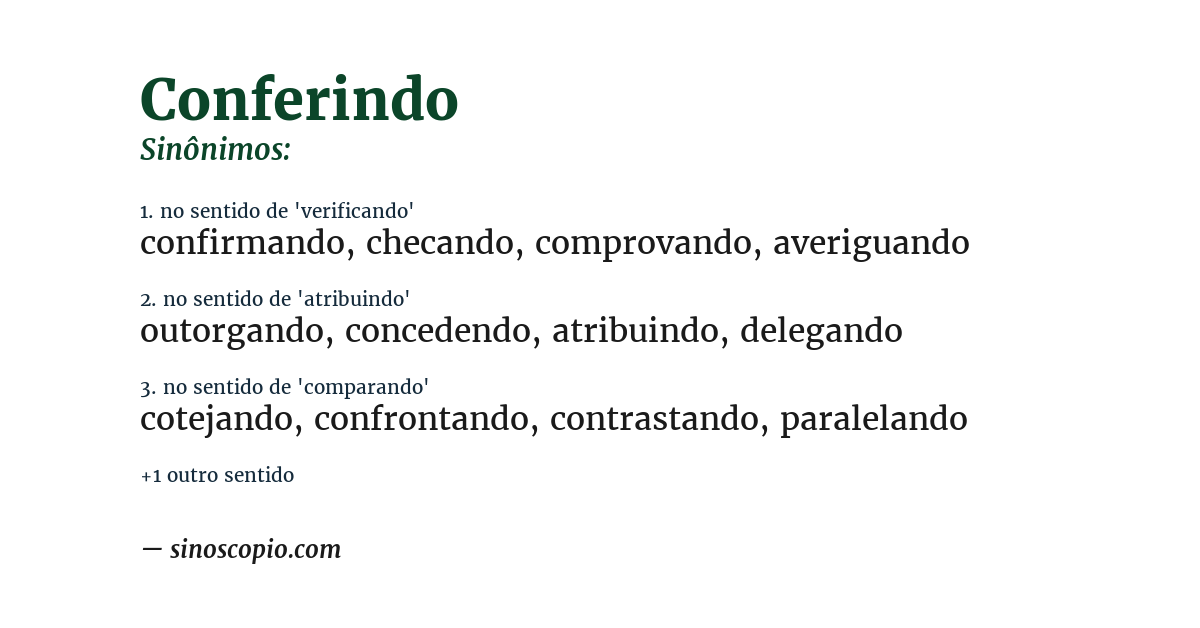 Sinônimo de conferindo