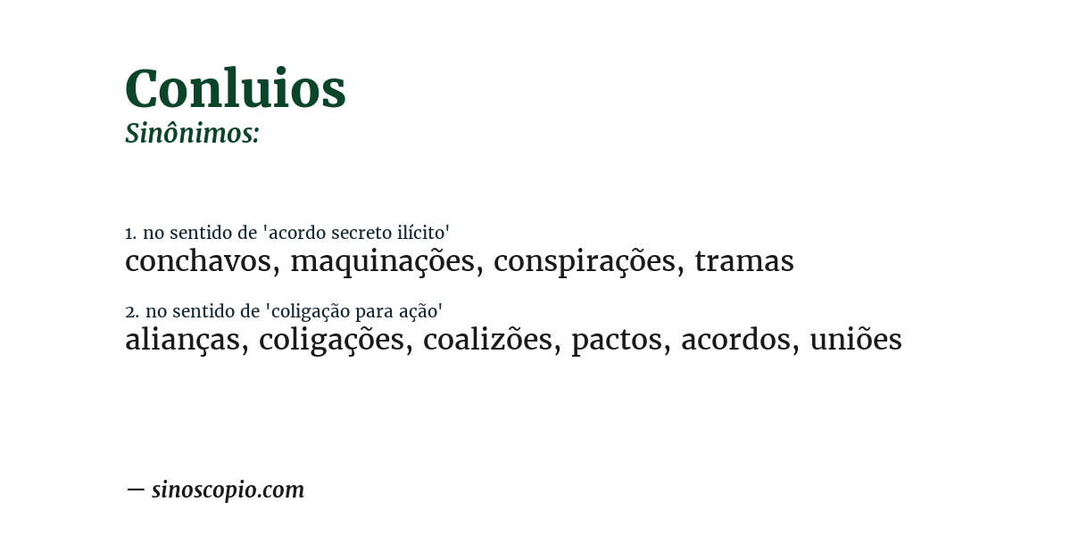 Sinônimo de conluios
