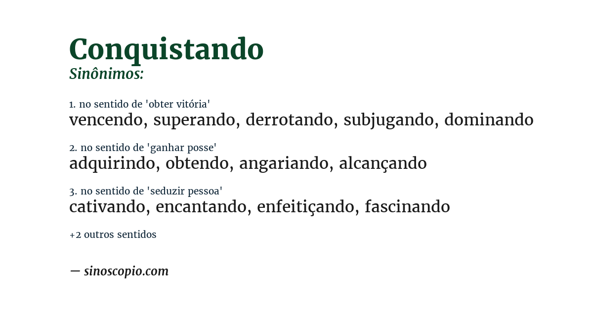 Sinônimo de conquistando