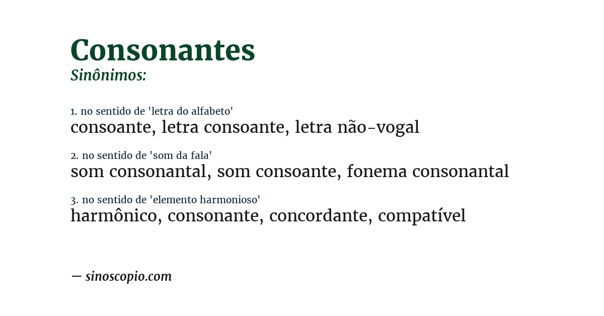Sinônimo de consonantes