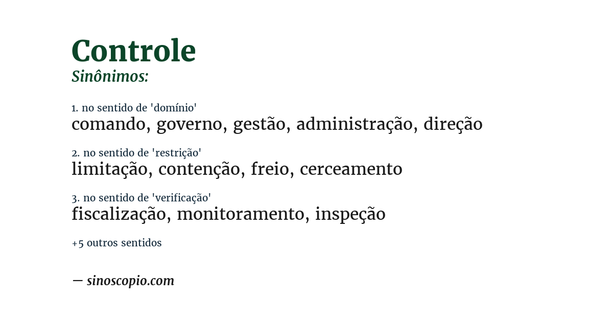 Sinônimo de controle