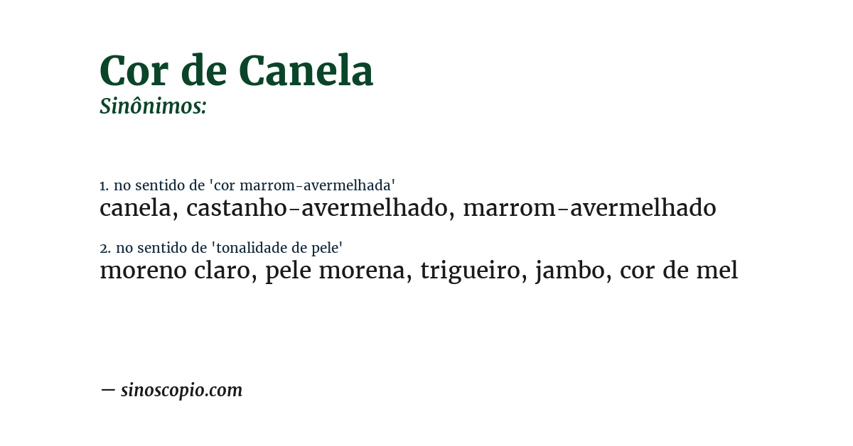 Sinônimo de cor de canela
