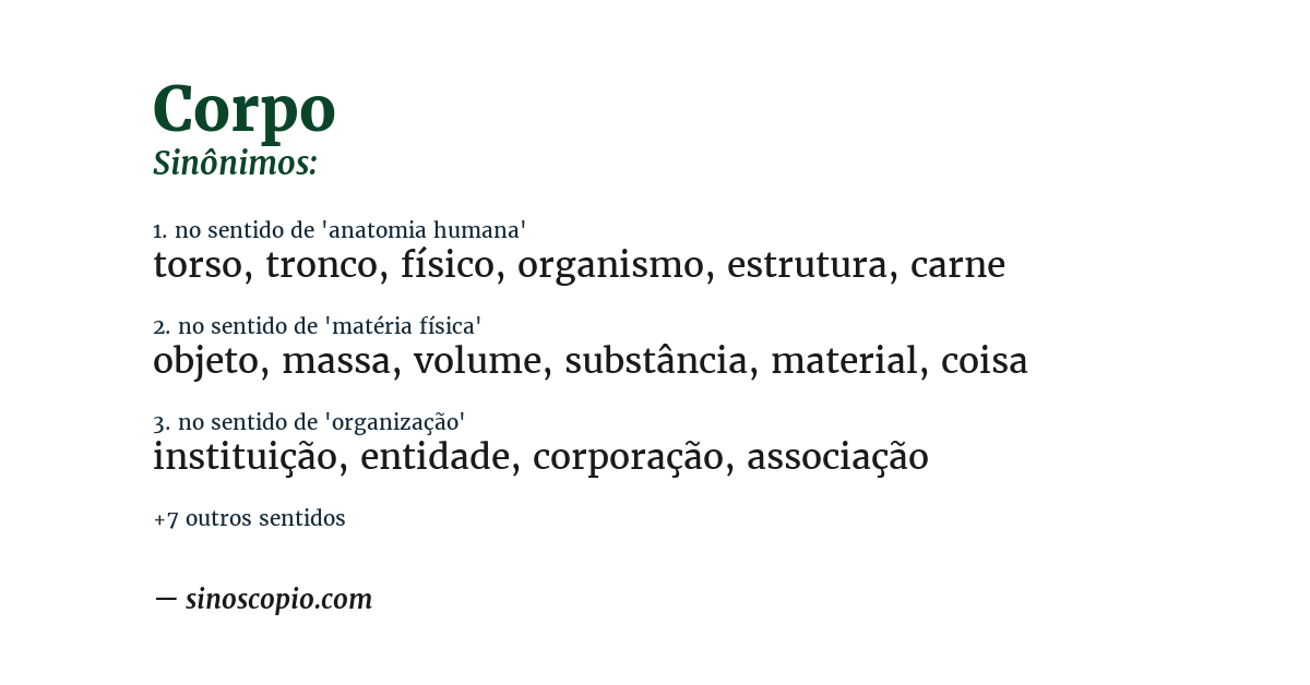 Sinônimo de corpo