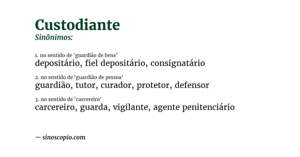 Sinônimo de custodiante