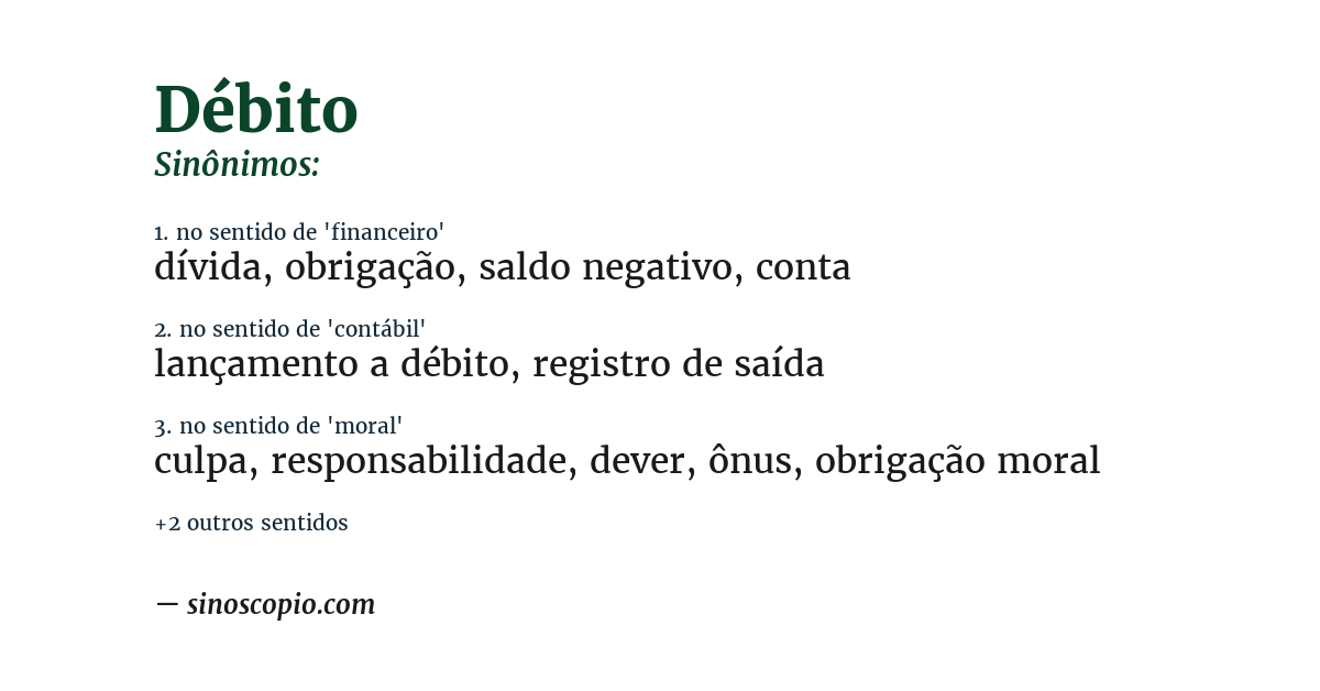 Sinônimo de débito